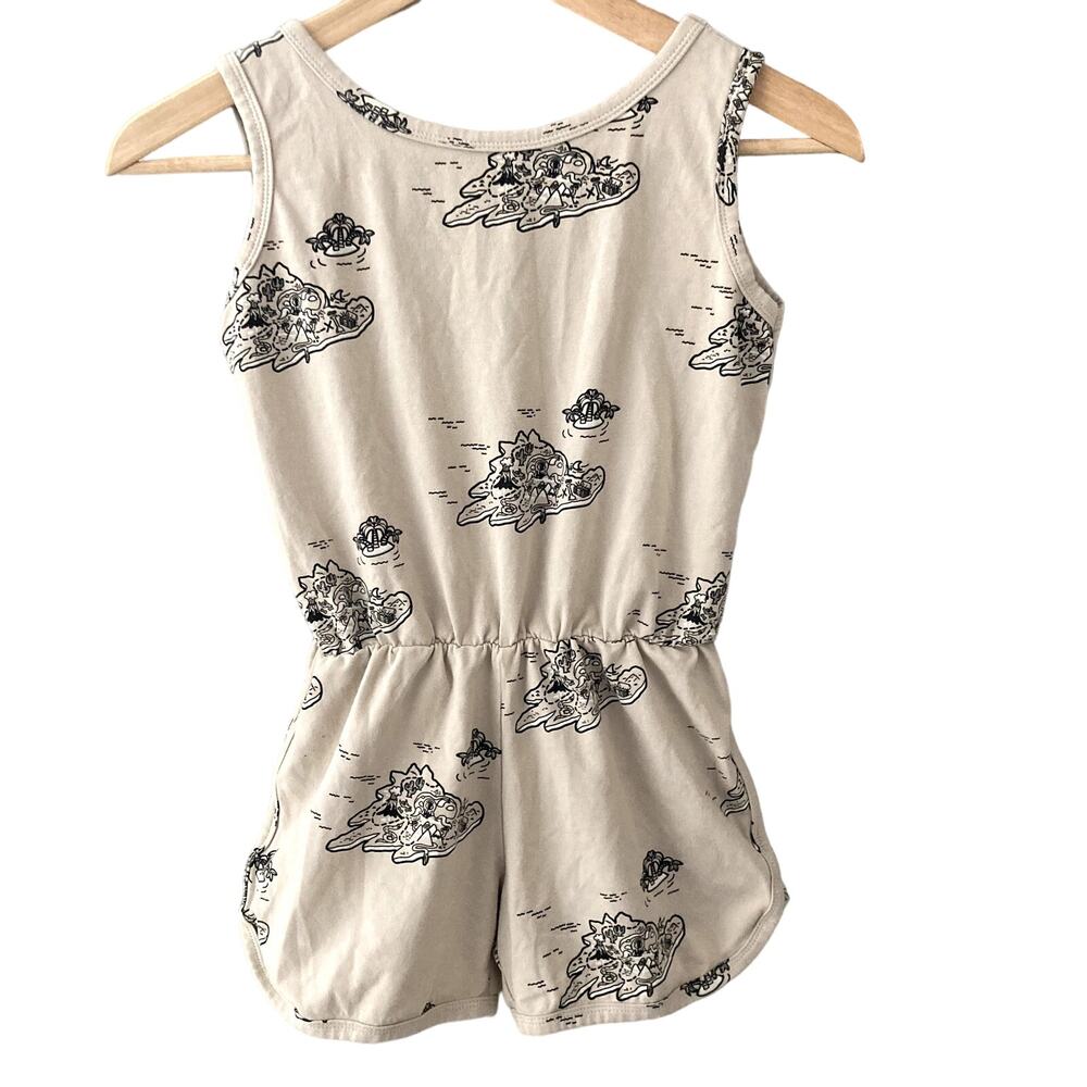 Jelly Alligator Treasure Island Tank Romper One Piece - Beige Black - 8-9Y